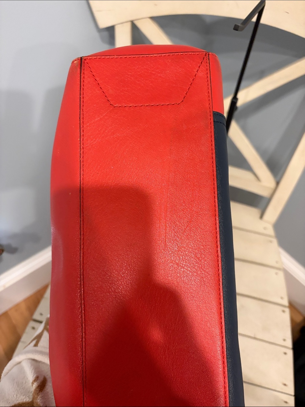 Coach Colorblock Leather Tote in Red, Navy & Tan with wallet - Picture 7 of 10